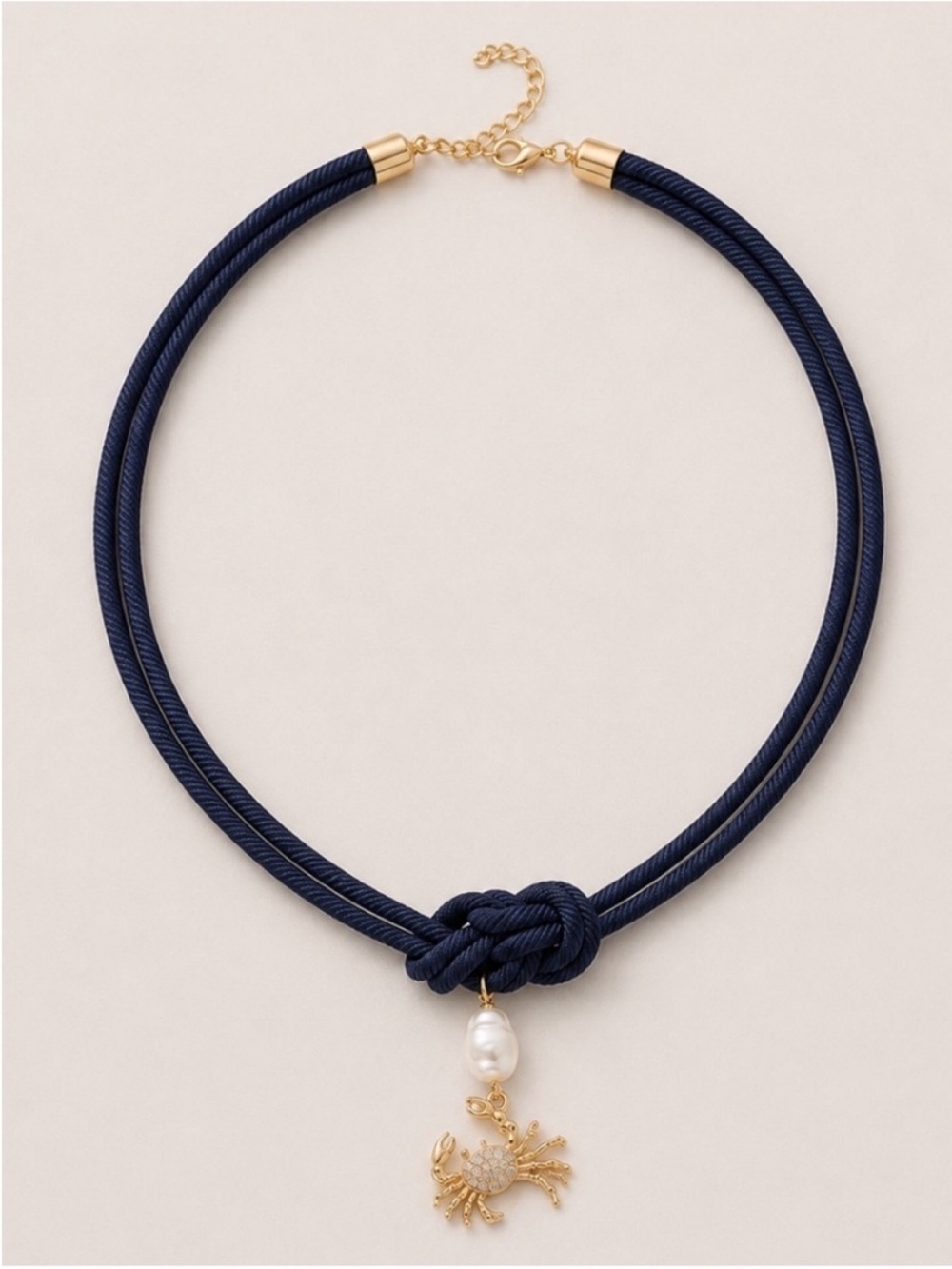New! Coastal Classic Gold Crab Navy Cord Necklace NWOT 1033